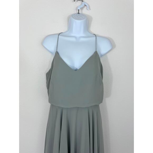 Jenny Yoo Mineral Gray Chiffon Maxi Dress NWT Size 4 ($285 Retail) - Picture 5 of 8